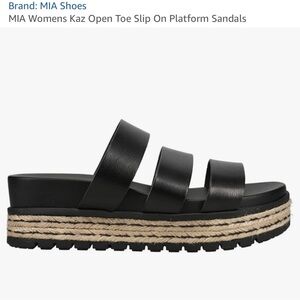 MIA Black Triple Strap Platform Sandals